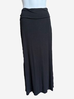 living doll Black Maxi Skirt with Fold-Over Waist